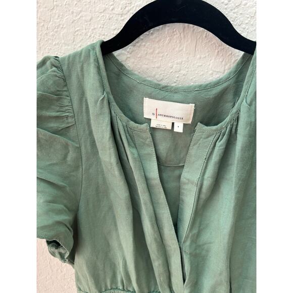 Anthropologie Somerset Sage Green Linen Viscose Maxi Dress Size Small $170 - Picture 5 of 10